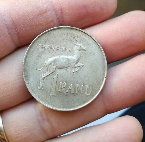 South Africa 1966 Afrikaans silver one rand.