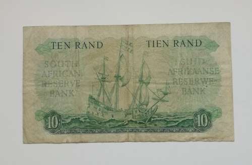 SOUTH AFRICAN G. RISSIK OLD R10 BANK NOTE.