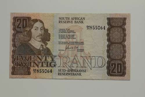 South Africa G. DE Kock old R20 bank note.