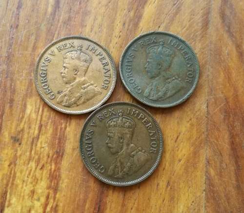 South Africa 1931,1933 and 1934 Half Penny's.