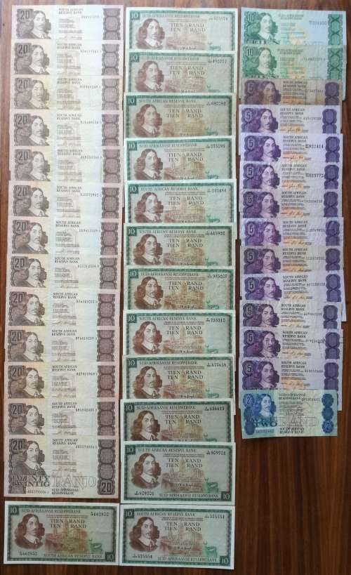South Africa collection of 40 old bank notes. Some good.