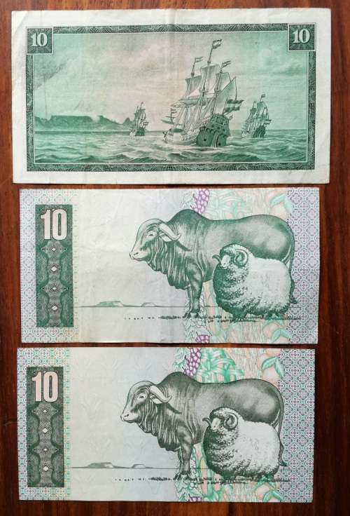 South Africa collection of 3 Different Governors R10 bank notes.