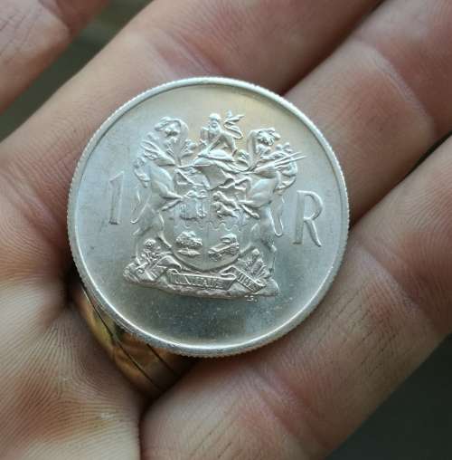 South Africa 1969 Silver English one rand. Great condition.