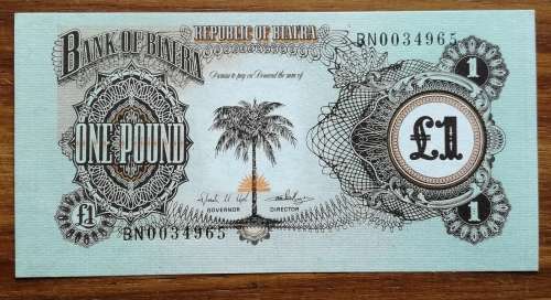 Bank of Biafra UNC-AUNC one pound note.