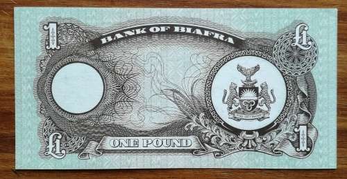 Bank of Biafra UNC-AUNC one pound note.