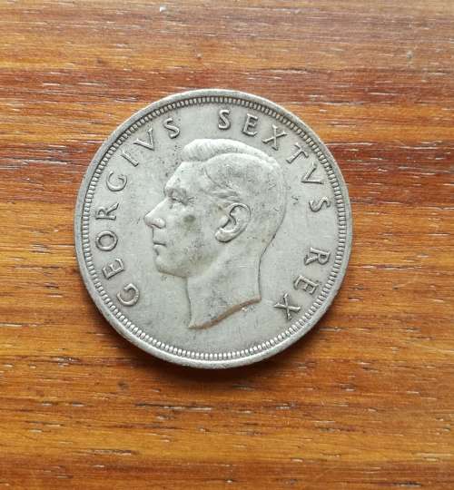 South Africa 1949 Silver 5 Shillings.