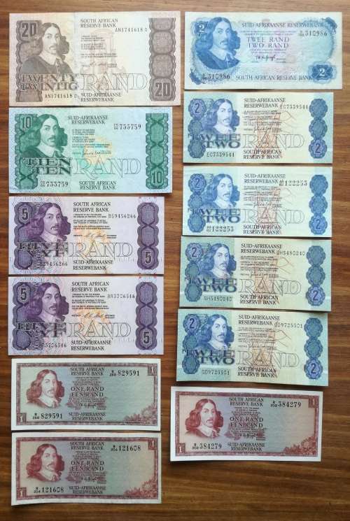 South Africa collection of 12 old bank notes. Some good.