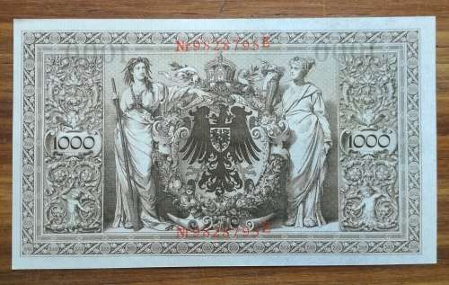 Berlin 1910 CRISP UNC 1000 Reichsbanknote.