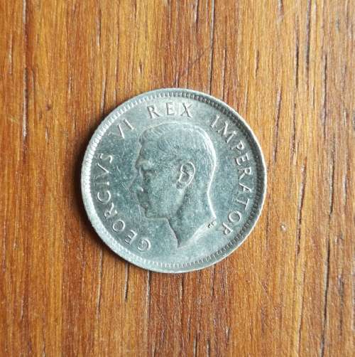 South Africa 1941 Better Grade Silver Sixpence.