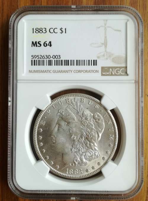 America 1883 CC NGC MS64 Silver Morgan Dollar. Rare mint mark.