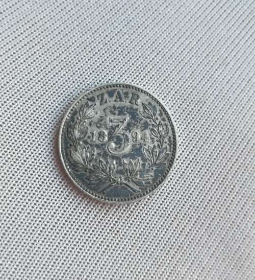 ZAR Paul Kruger 1894 Silver threepence. Good condition.