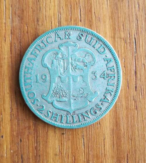 South Africa 1934 Silver two Shillings.