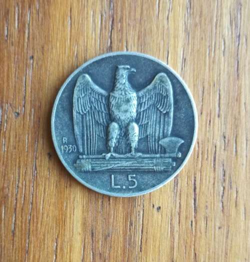 Italy 1930R Silver 5 Lire.
