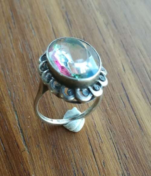 Vintage Antique silver ring with pendant and necklace.