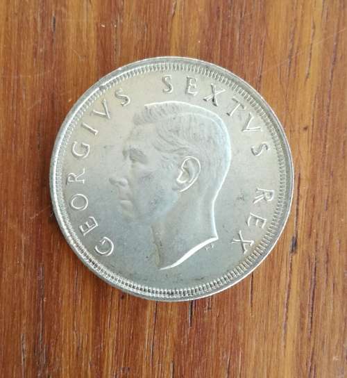 South Africa 1951 Silver 5 Shillings. Good condition.