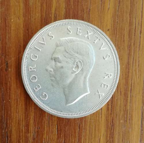 South Africa 1952 Silver 5 Shillings. Good condition.