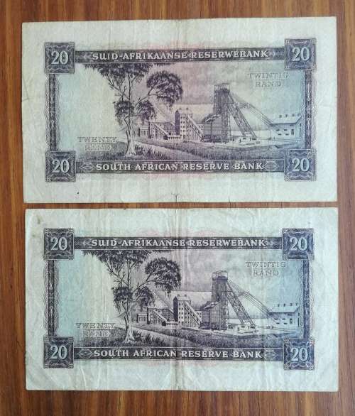 South Africa collection of 2 MH de Kock Twenty Rands.