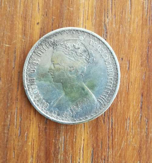 Great Britain Queen Victoria `Godless` Silver Florin. Nice coin.