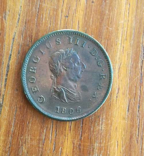 Great Britain King George 111 Half Penny 1806. Good condition.