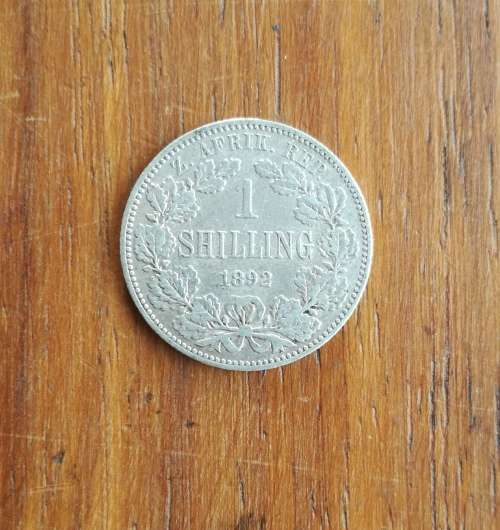 ZAR Paul Kruger 1892 Silver Shilling.