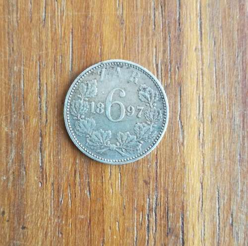 ZAR Paul Kruger 1897 Silver Sixpence.