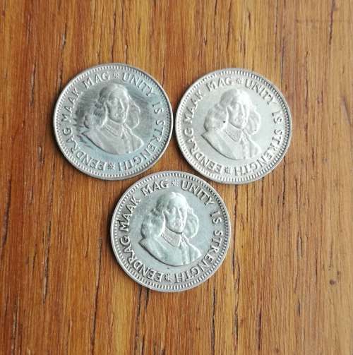 South Africa 1961, 1962 and 1964 Silver 2 1/2 Cents.
