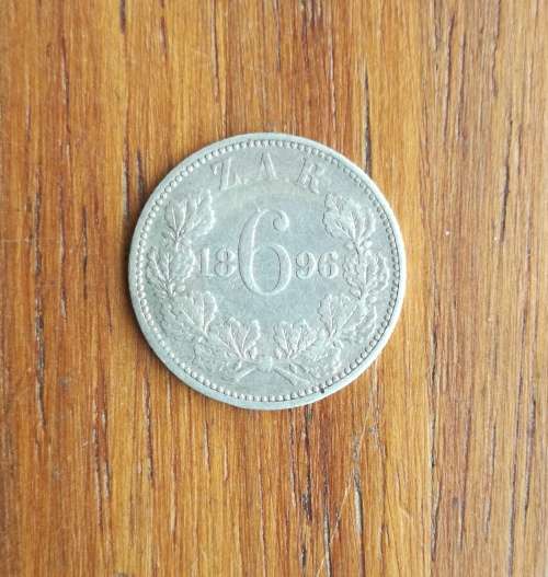 ZAR Paul Kruger 1896 Silver Sixpence.