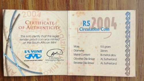 Paul Kruger 2004 R5 with certificate and box.