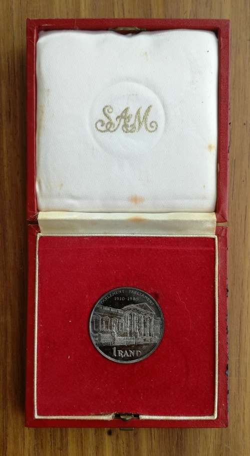 South Africa Silver Proof 1985 Parliament one Rand.