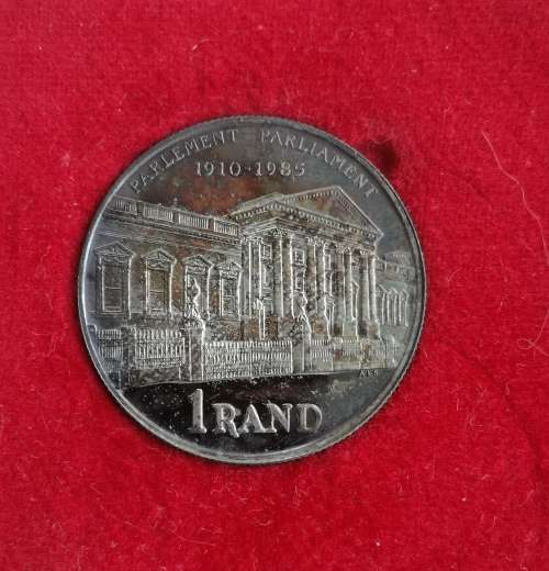 South Africa Silver Proof 1985 Parliament one Rand.