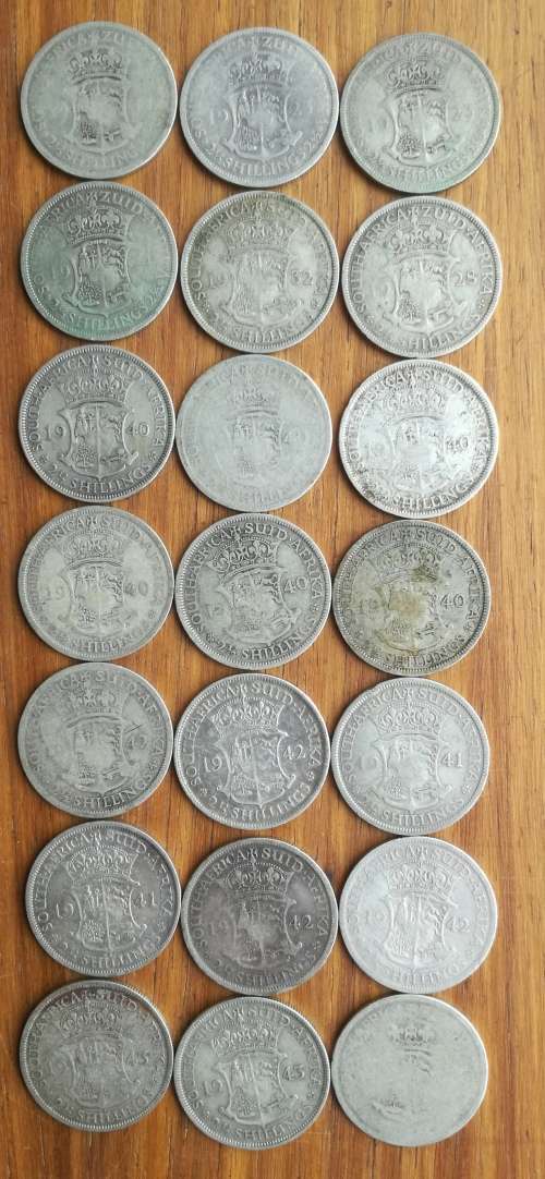 South Africa collection of 21 (80% Silver) Half Crowns. 288.62 grams.