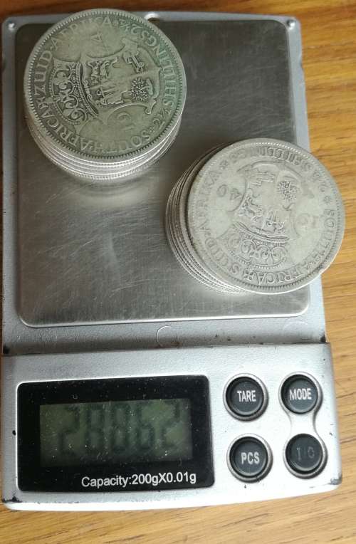 South Africa collection of 21 (80% Silver) Half Crowns. 288.62 grams.