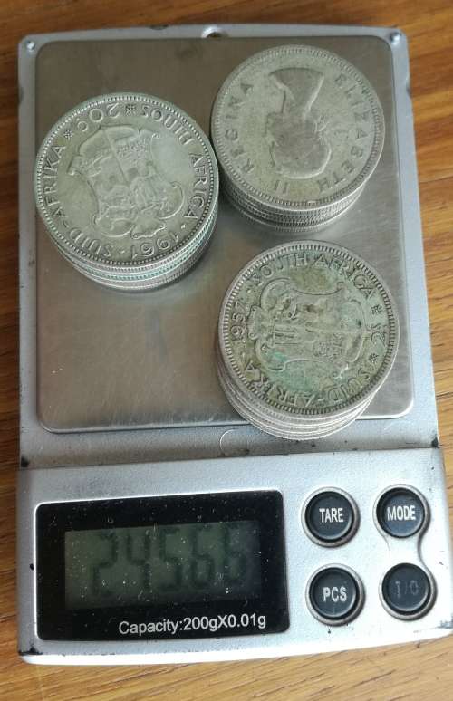 South Africa collection of 22 Silver Two Shillings. 245.66 Grams.