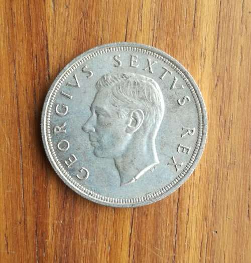 South Africa 1952 Silver 5 Shillings.