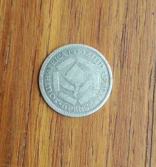 South Africa 1930 Silver Sixpence.