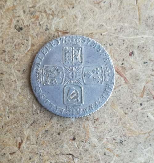 Great Britain King George 11 Silver 1757 Sixpence.