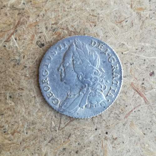 Great Britain King George 11 Silver 1757 Sixpence.