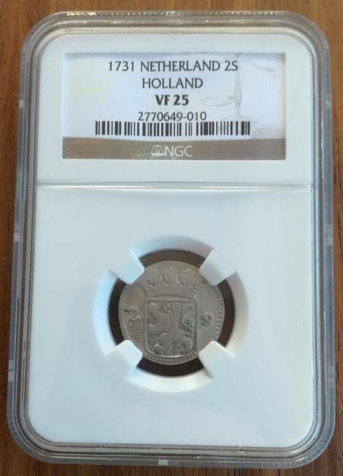 Province of Holland 1731 Silver 2 Stuiver.  NGC VF25
