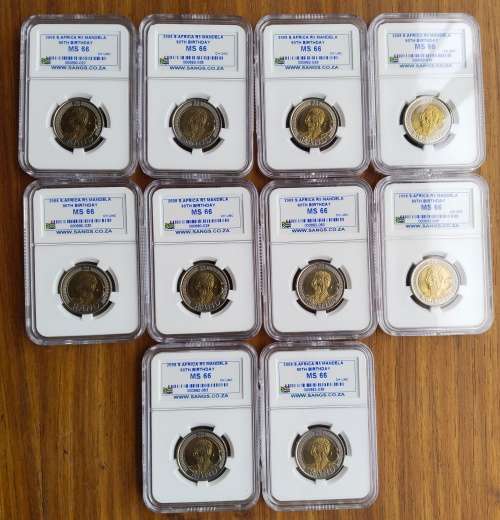 Mandela 10 Graded 90TH birthday coins. One bid takes all.
