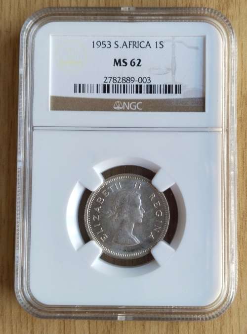 South Africa 1953 MS62 NGC Silver Shilling.