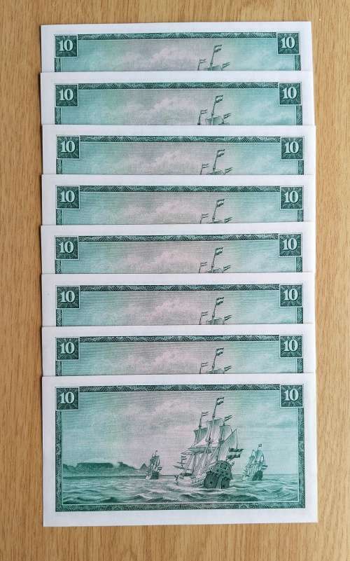 South Africa 8 UNC Consecutive number de Jongh R20 Bank Notes. (037-044)
