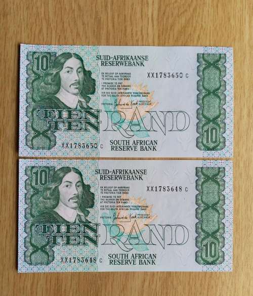 Replacement South Africa 2 UNC de Kock R20 Bank Notes.