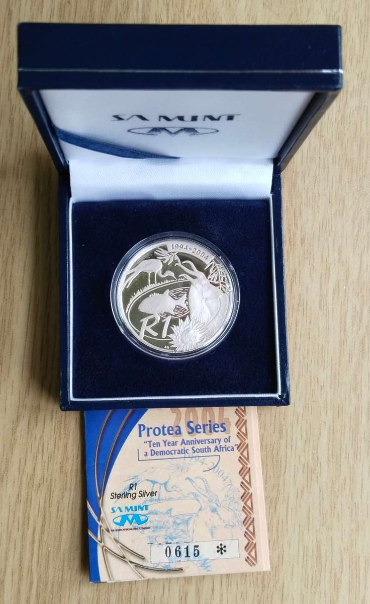 South Africa Protea Silver Proof 2004 The Year of Democracy R1