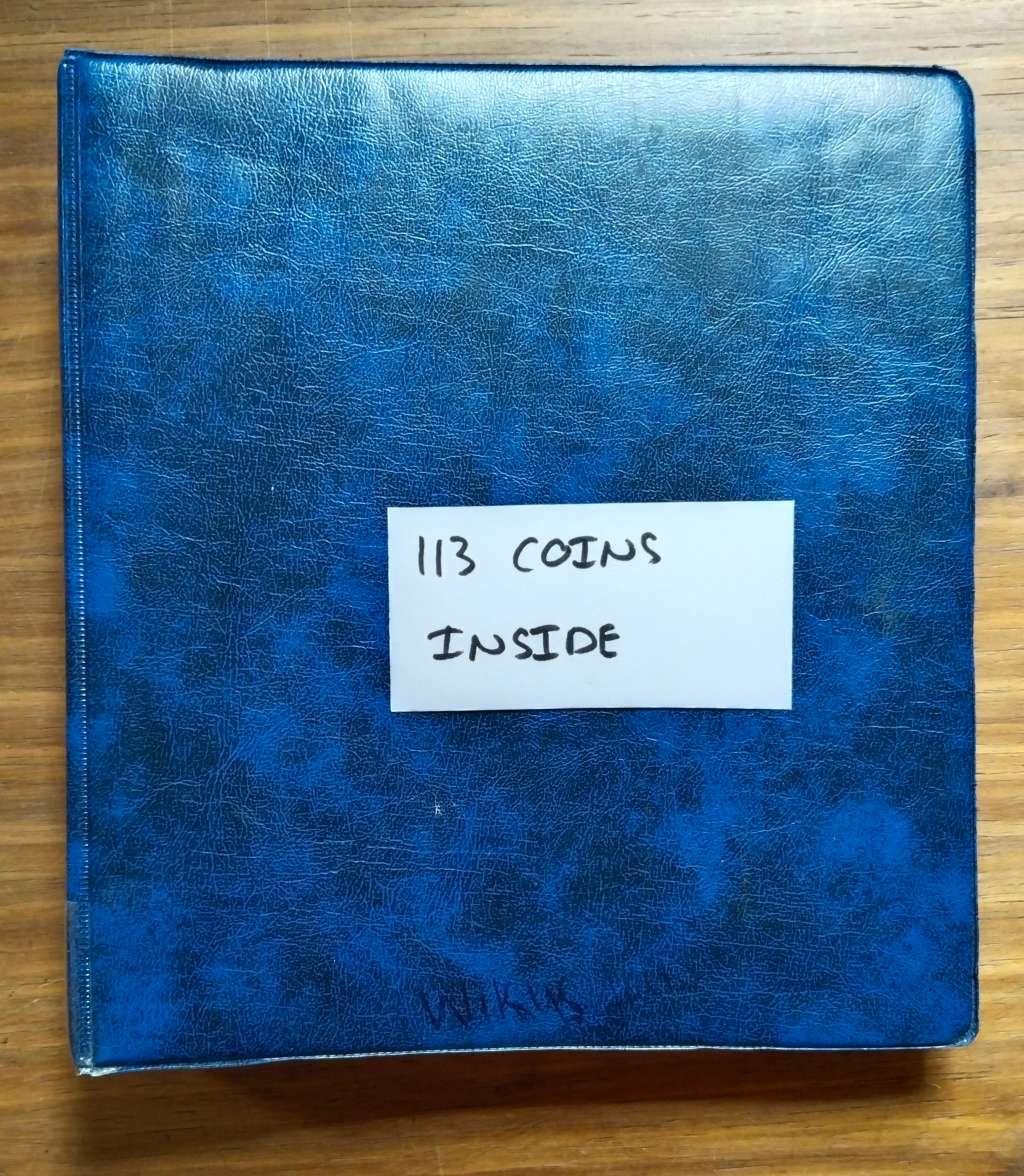Collection of 113 old coins with album. Nice collection.