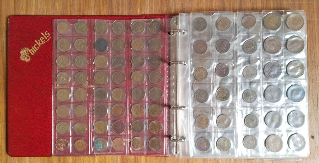 Collection of 208 old coins with album. Nice collection!!