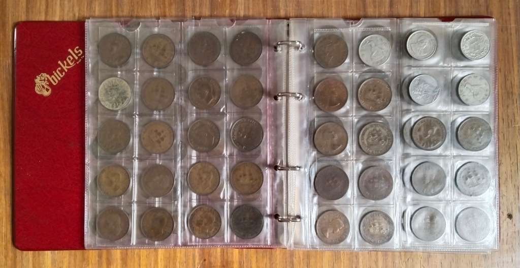 Collection of 208 old coins with album. Nice collection!!