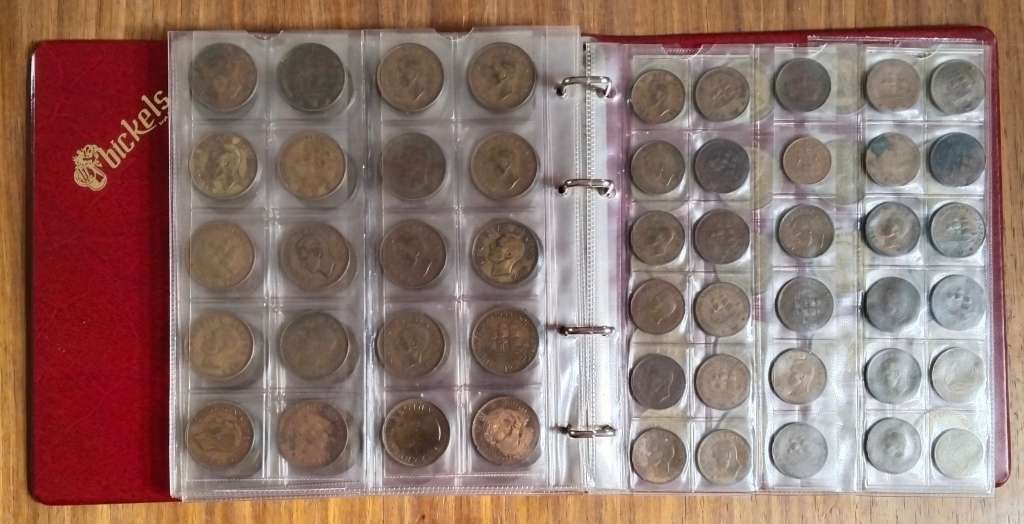Collection of 208 old coins with album. Nice collection!!