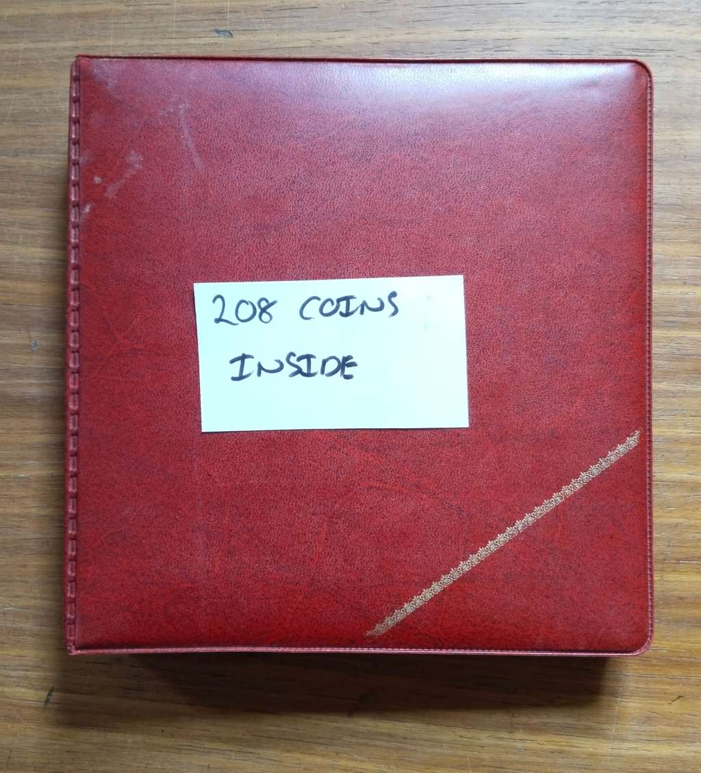 Collection of 208 old coins with album. Nice collection!!