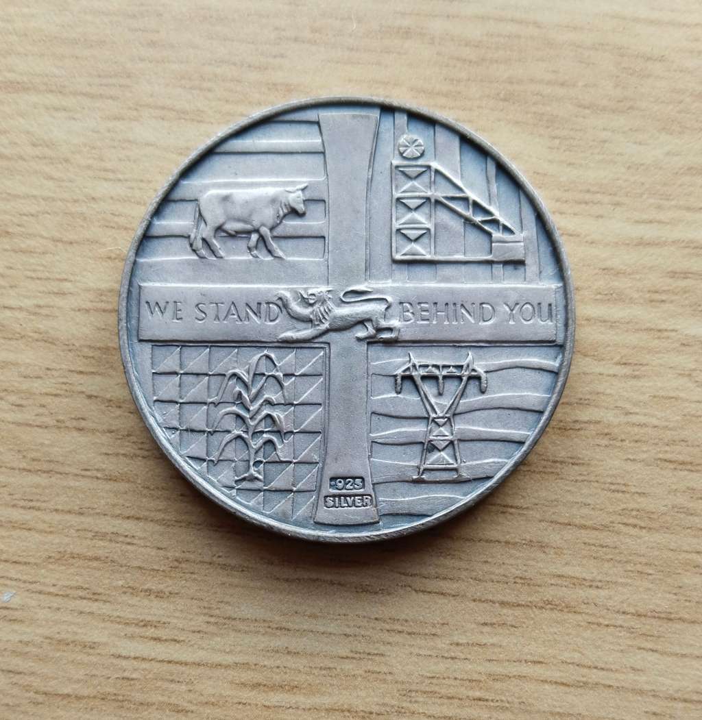 Rhodesia 1965 Independence Sterling silver Medal. 26.05 grams.