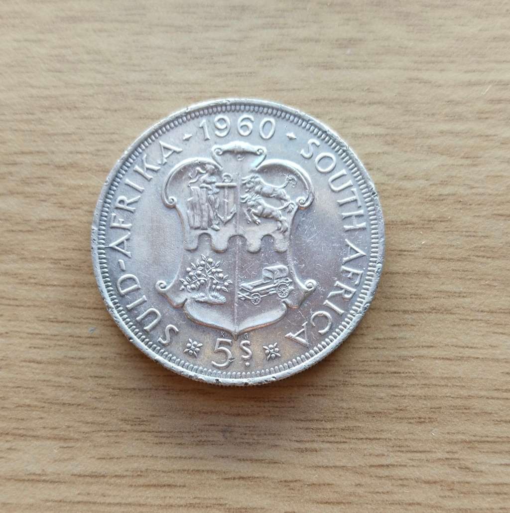 Error on 2 places South Africa Silver 1960 5 Shillings.
